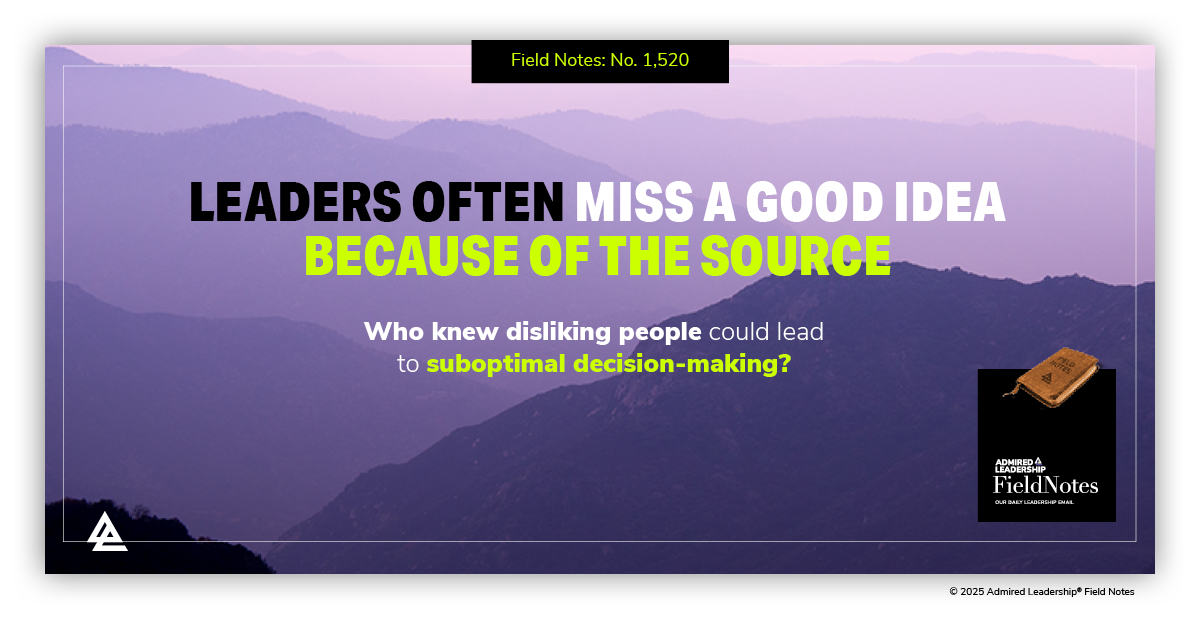 Rejecting Ideas and Proposals Because of the Source