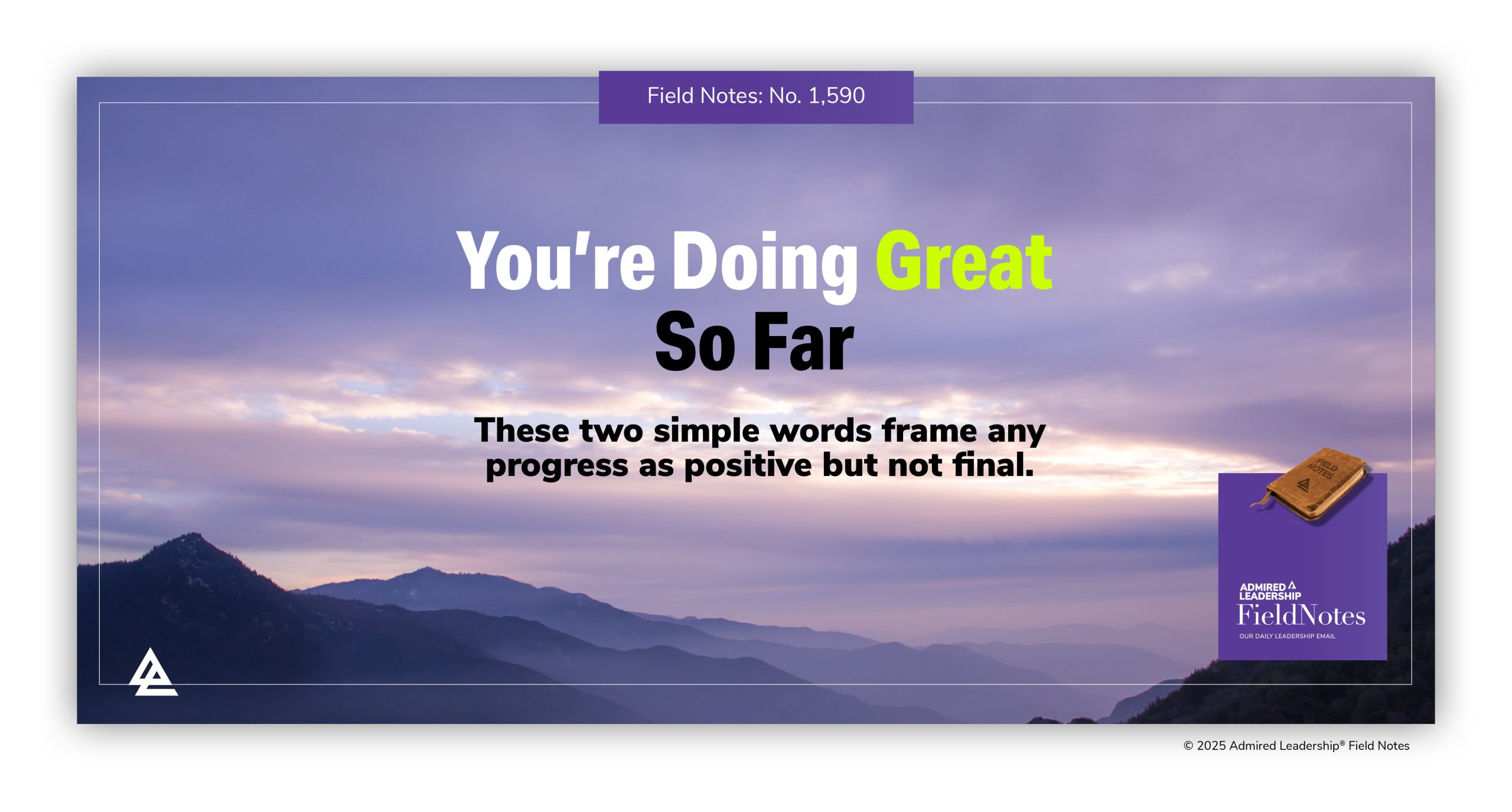 You’re Doing Great So Far